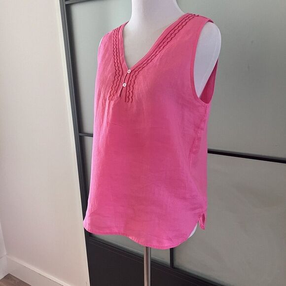 Hiho Tortola 100% Linen Tank Top Women’s Size Small Tunic Pink Boho Lagenlook - Picture 3 of 9